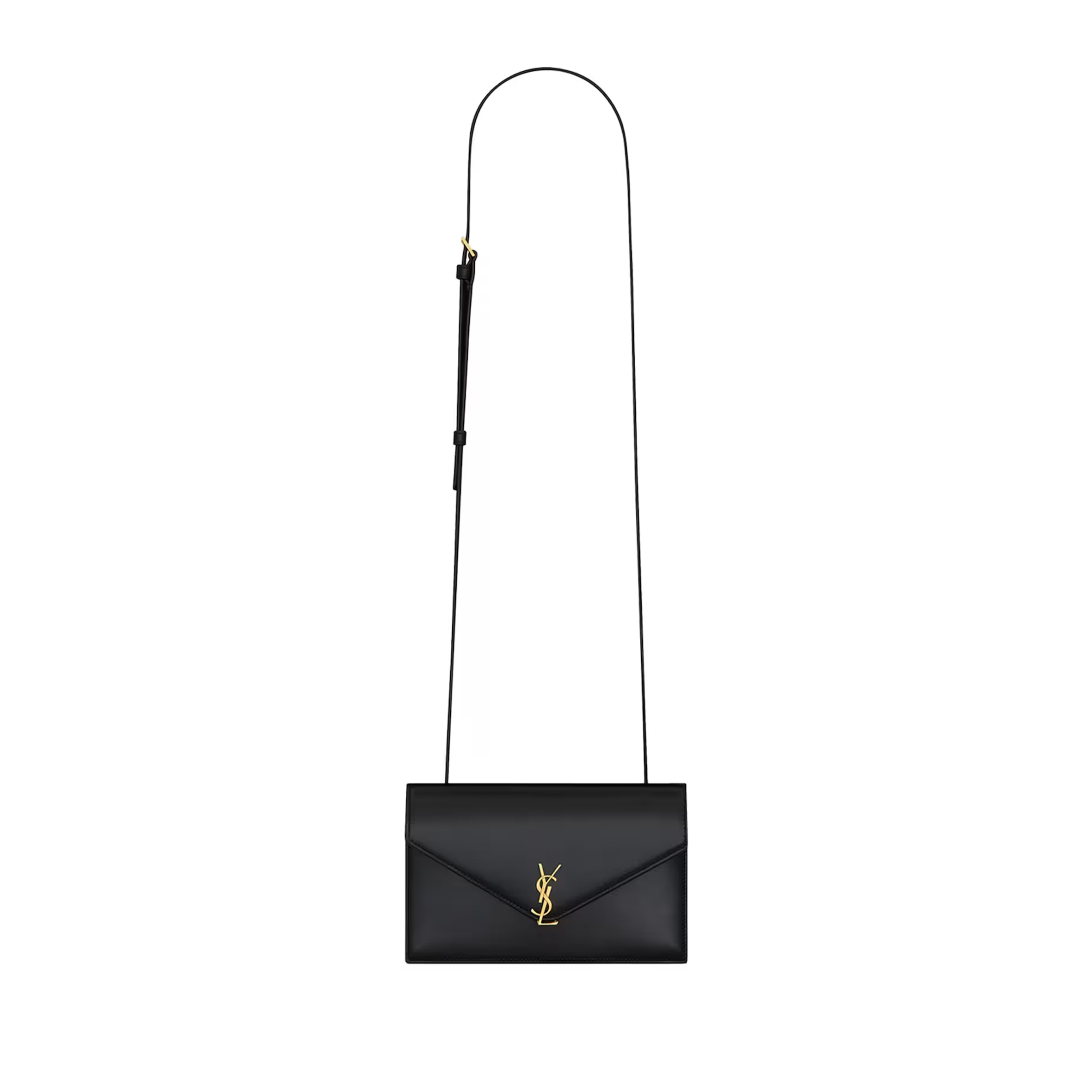 YSL VOLTAIRE MINI LEATHER ENVELOPE CLUTCH BAG 7852810SX0W1000 (19*12*3.5cm)